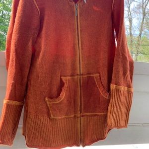Orange long sleeve cashmere y2k zip up